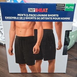 32 Degrees Size XL Men's Black and Olive Lounge Shorts 2-Pack